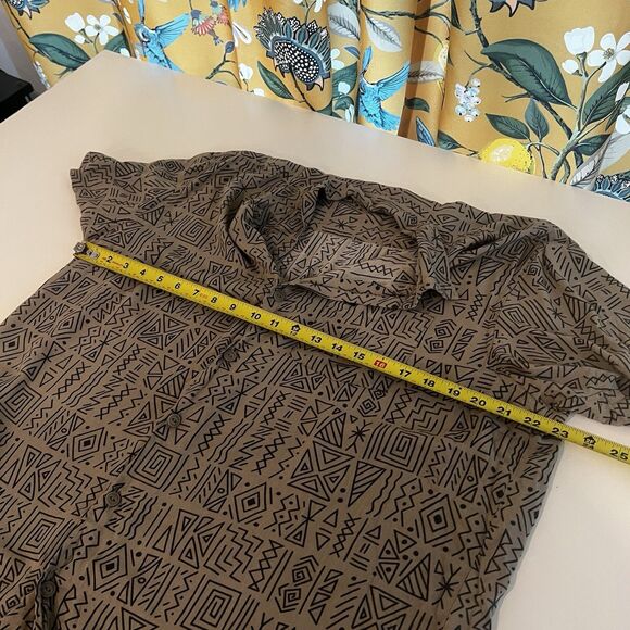 Vtg Fiorucci Button Up Shirt Sz Xl Aztec Native Viscose 90s - Picture 6 of 7